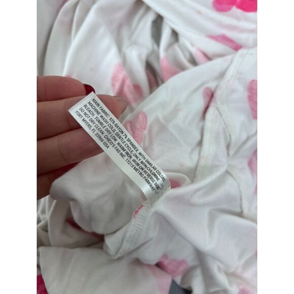 Soma women's large white pink heart print mid length cool nights robe loungewear - Picture 9 of 9